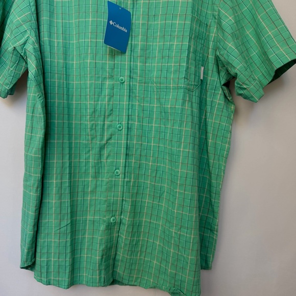 NWT Columbia Men's Green Plaid Button-Down Regular Fit Shirt, XL - Picture 4 of 7